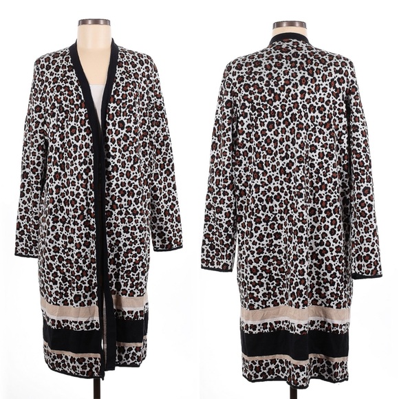 Ann Taylor Leopard Print Long Chic Cardigan size Medium - Picture 1 of 6